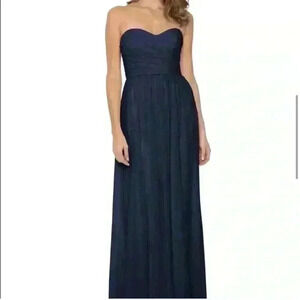 Monique Lhullier Madeline bridesmaid Navy Blue Gown Size 4